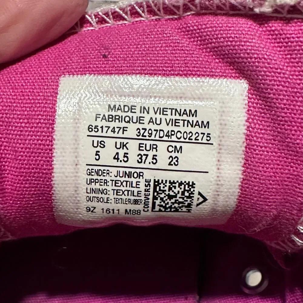Converse Chuck Taylor All Star (CTAS) Madison Low Top Girls size 5 Pink & Gray
